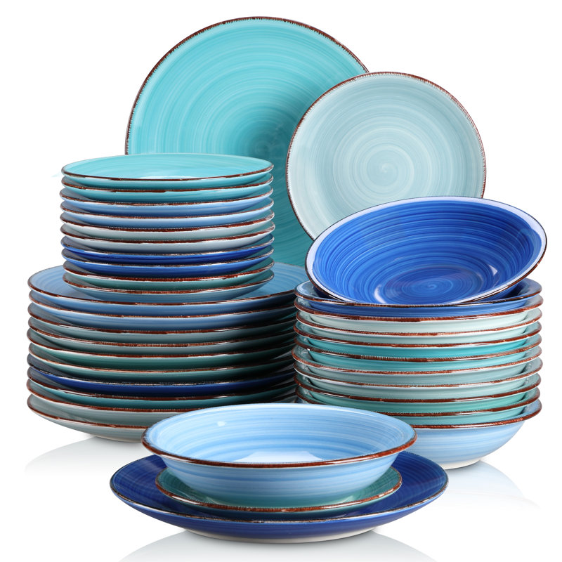 Sylvain 36 Piece Dinnerware Set, Service for 12, Blue Assorted