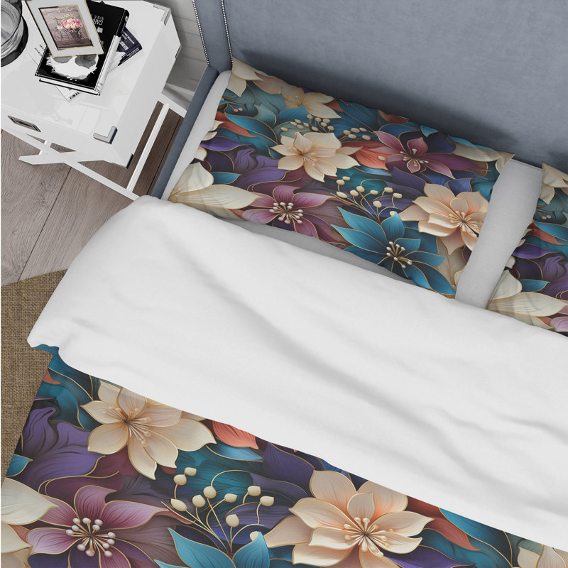 Ensemble de housse de couette Moroccan Oasis Ii Botanical Pattern II, Housse de couette pour grand lit et 2 taies décor