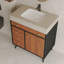Meuble-lavabo moderne autoportant avec lavabo en céramique et plateau en pierre frittée-726407188