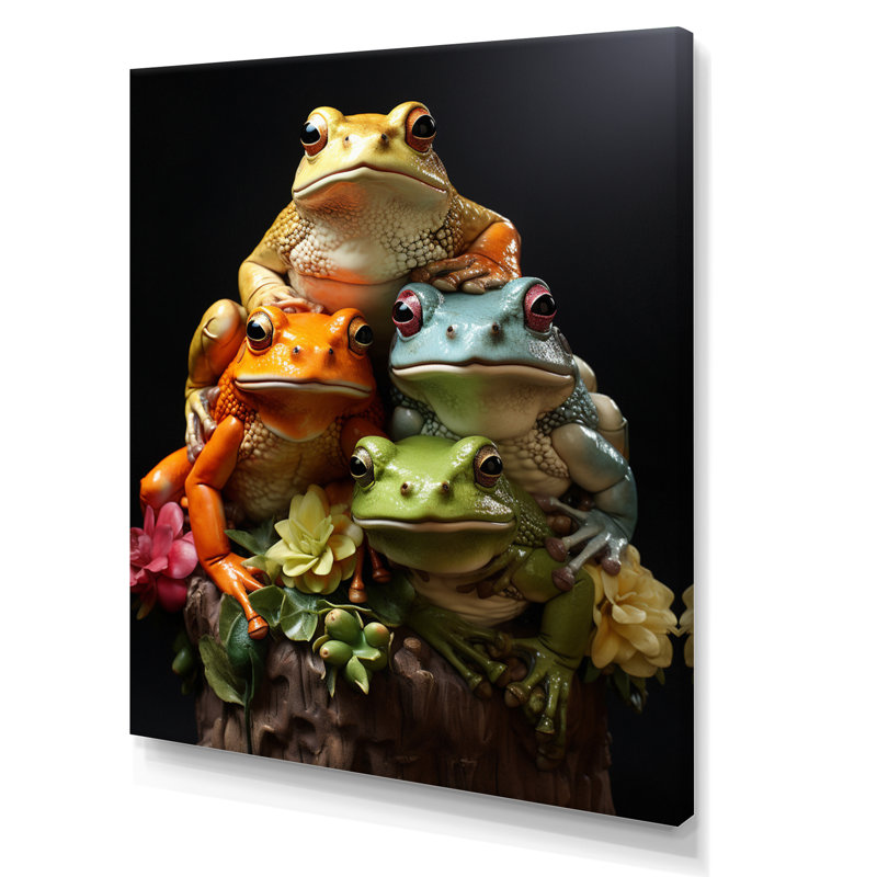 «Animal Frog Family I», reproduction sur toile, H 32 po x l 16 po x P 1 po