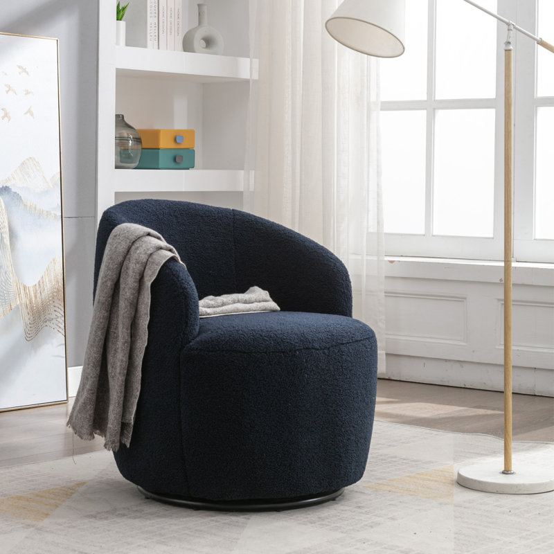 Aubrin Upholstered Swivel Armchair, Blue