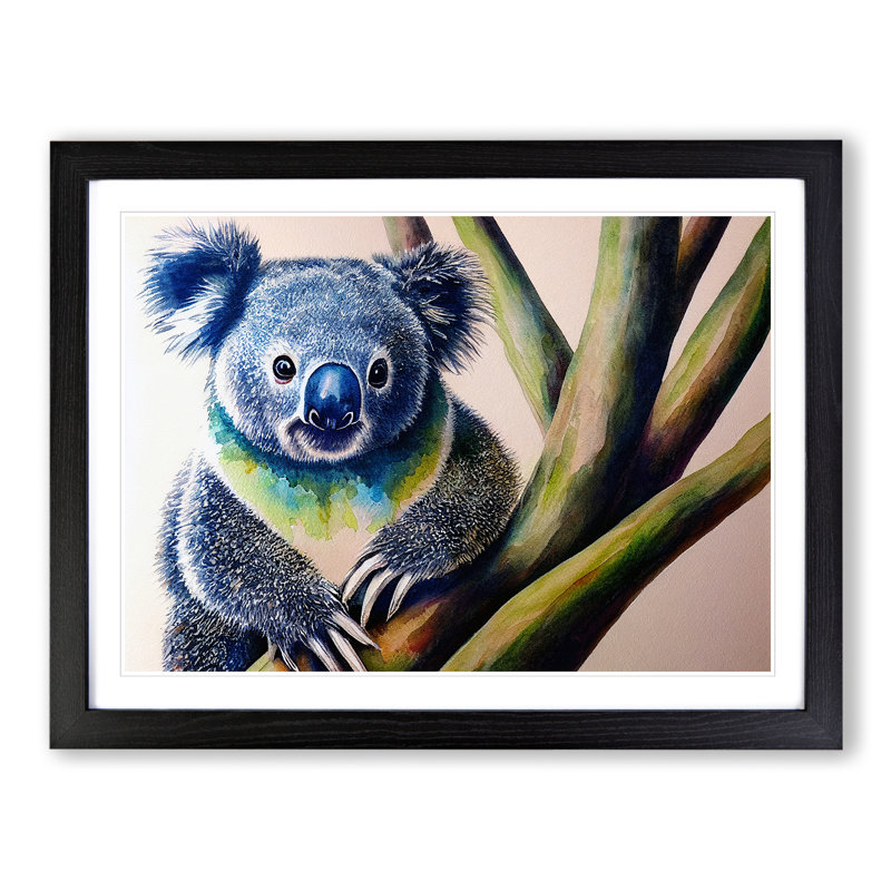 Koala Bear - Single Picture Frame Print, Black, 46cm H x 64cm W x 2cm D