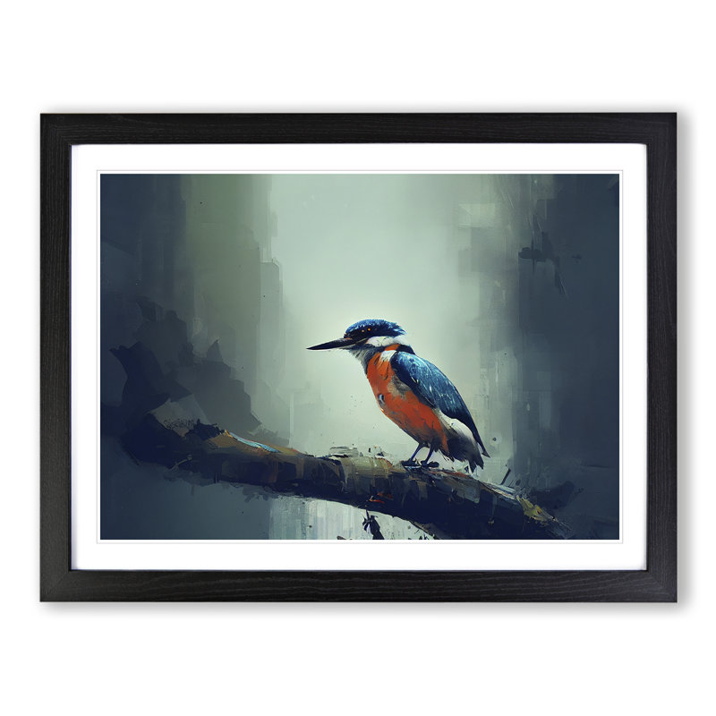 Kingfisher Bird Vol.7 - Framed Print, 46cm H x 64cm W x 2cm D, Black