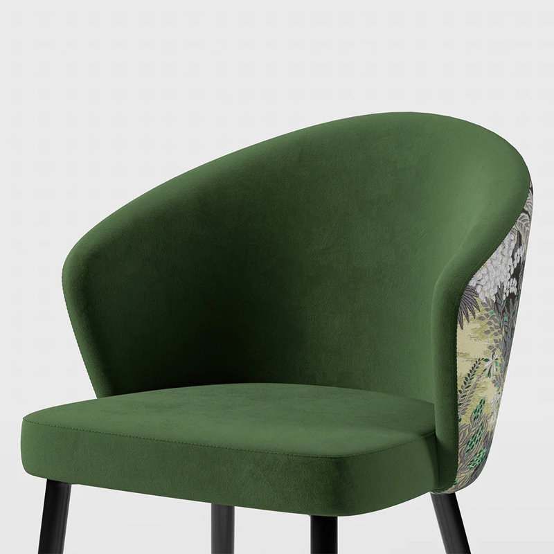 Dining Chair Set of 1, Upholstered Kitchen Chair, Comfortable Seat, Velvet-Draped with Stitching, Mid-Century Modern, Easy Assembly, Living Room Lounge