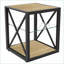 Table basse de style industriel avec panneau de fibres à densité moyenne en bois naturel et amp; Plateau en verre trempé, peu encombrant pour le salon, facile à nettoyer