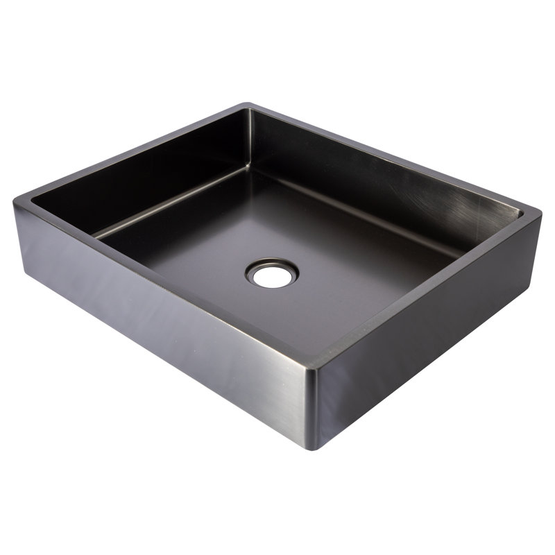 Stainless Steel Rectangular Vessel Bathroom Sink, Black