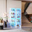 Glass Display Cabinet with 3 Color Led Lights, WineCabinet with Lock-1531948468