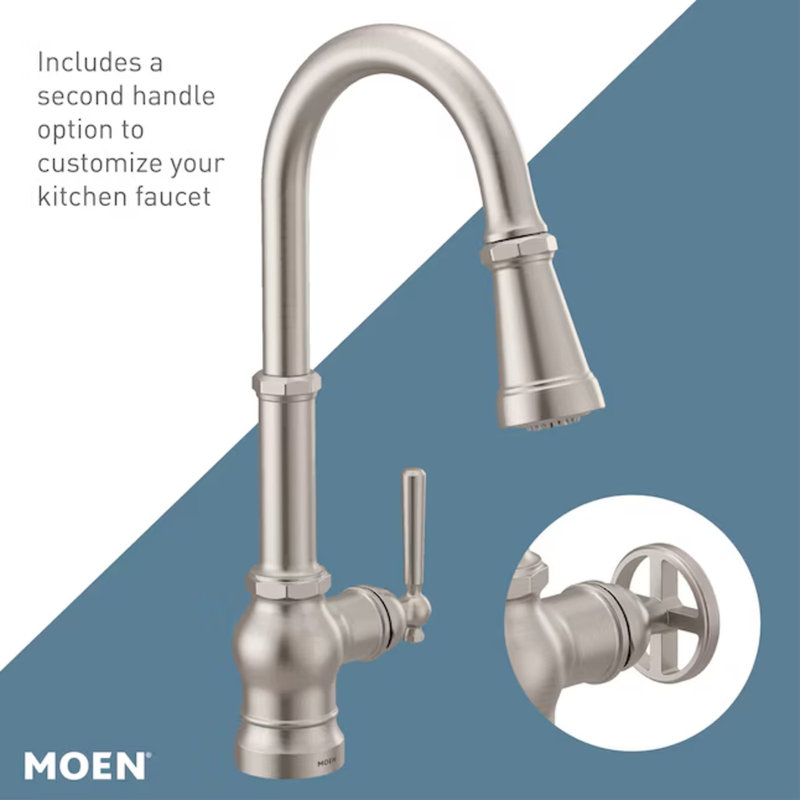 Peterson One-Handle Pull Down Single Handle Kitchen Faucet with Power Boost, Chrome