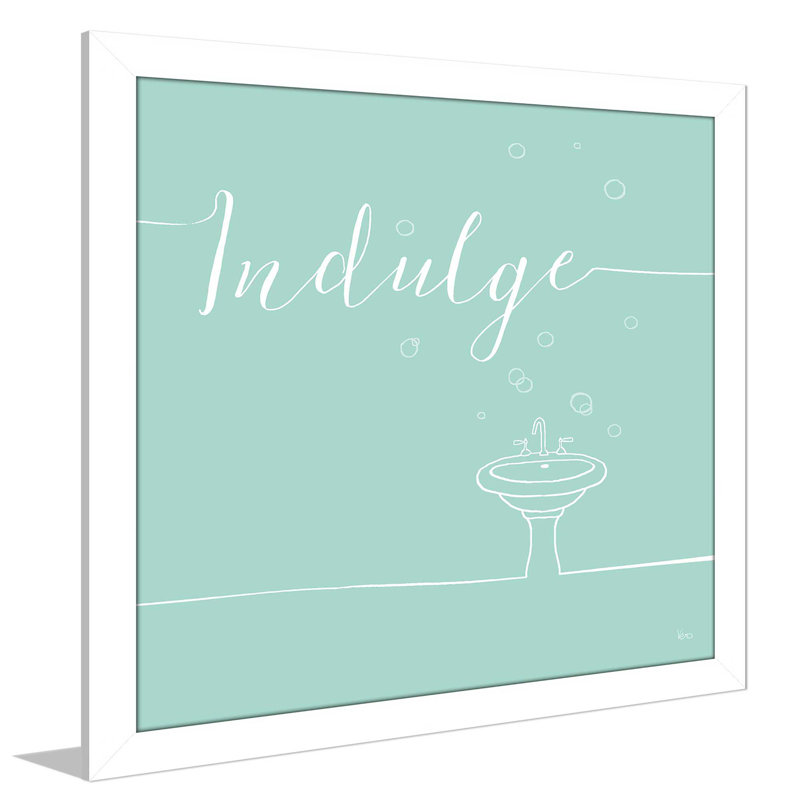 «Underline Bath VII Teal», art textuel, H 31,5 po x l 31,5 po x P 1 po, Cadre blanc