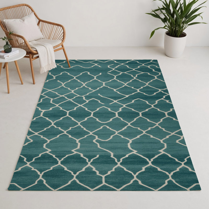 Tapis bleu intérieur et extérieur Trellis, Rectangulaire 3 pi x 5 pi