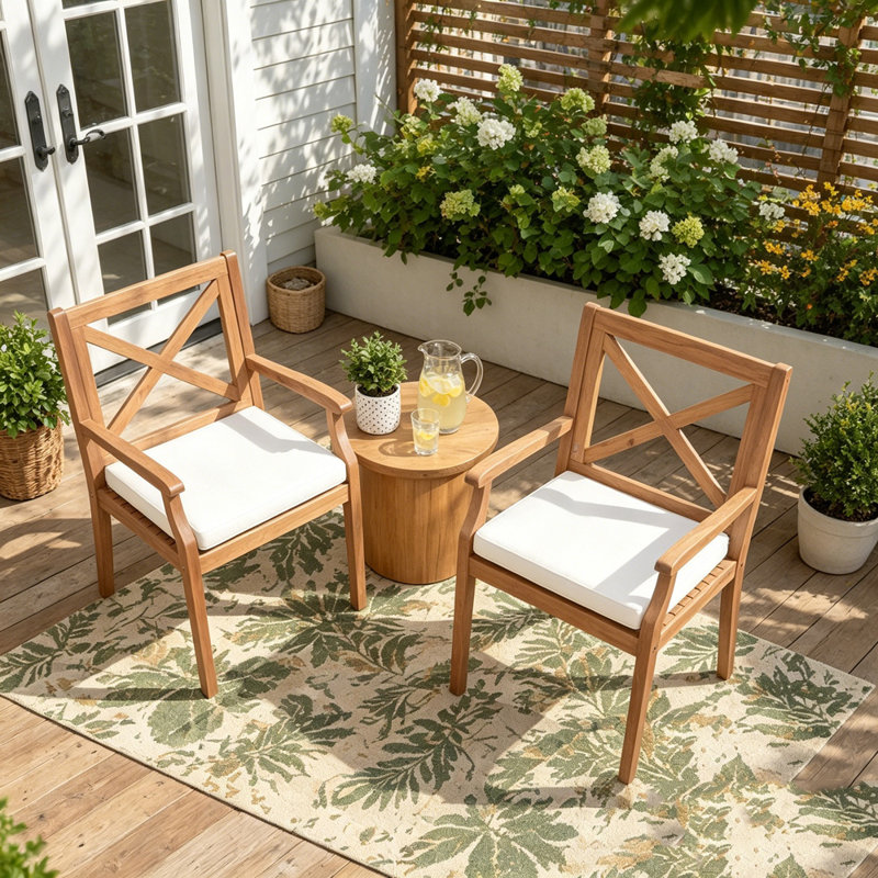 Chaise longue de patio 2 pièces, Crème