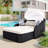 79.9" Outdoor Sunbed With Adjustable Canopy, Double Lounge, PE Rattan Daybed, Wicker And Cushion-841589951-841589946