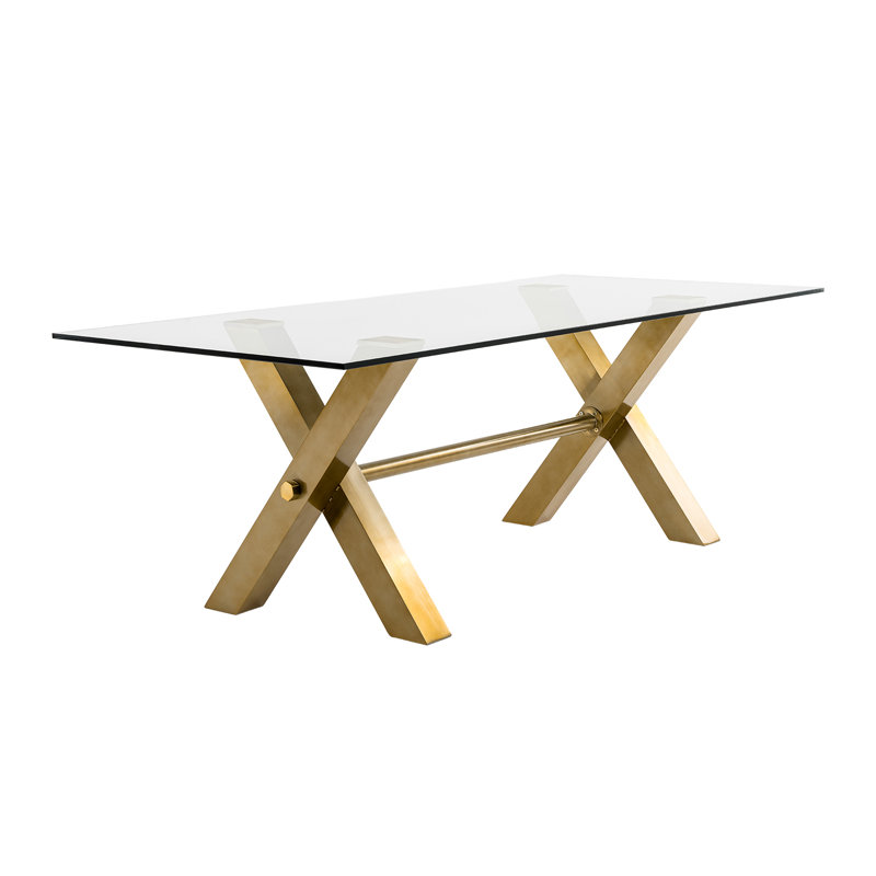 Nataliyah Glass Top Metal Base Dining Table