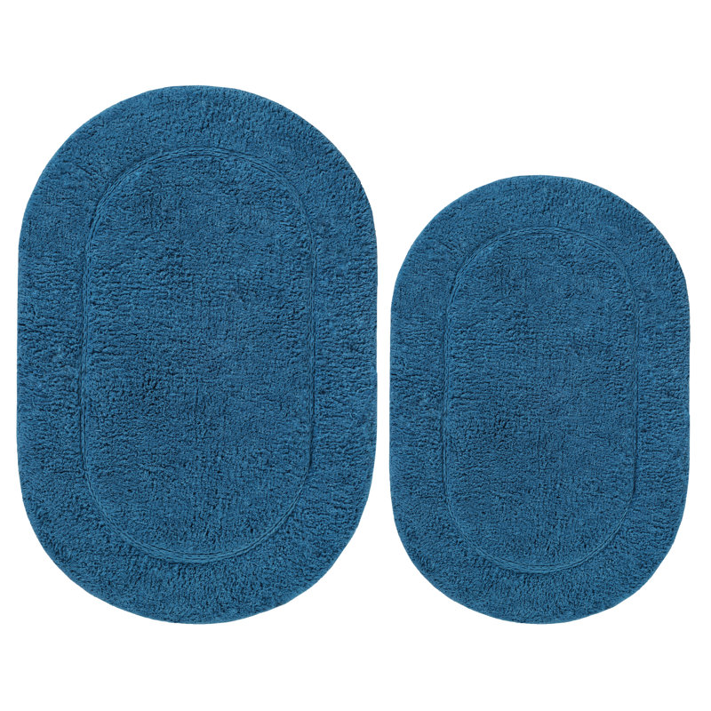 Ensemble de tapis de salle de bain 2 pièces Sandcliff, Bleu / ovale