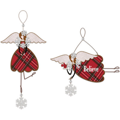 Plaid Angel Ornament - Set of 2