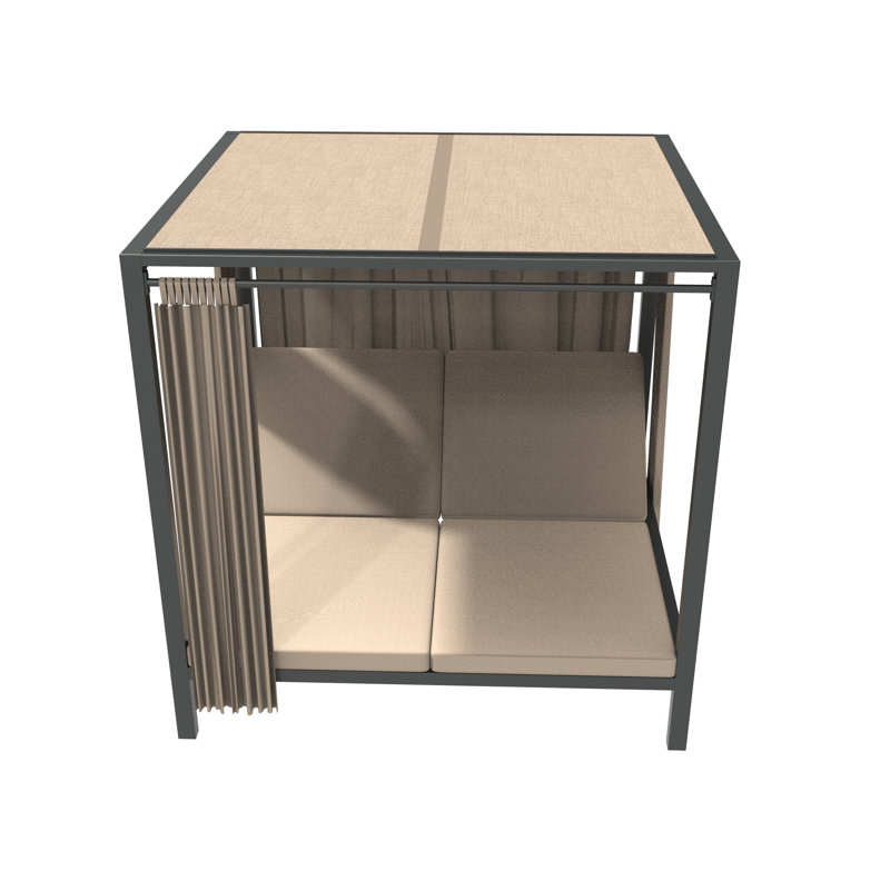 Rakhia 74" Wide Outdoor Patio Daybed with Cushions, Tan
