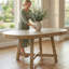 42”-58” Expandable Dining Table For 6 - Round Wood Table With Durable X-Base-1129386760