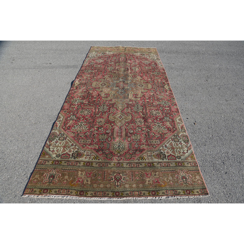 Tapis de chambre à coucher, tapis géométrique vert, grand tapis de 4,9 po x 11,1 pi, tapis rétro, tapis de cuisine, tapis turc