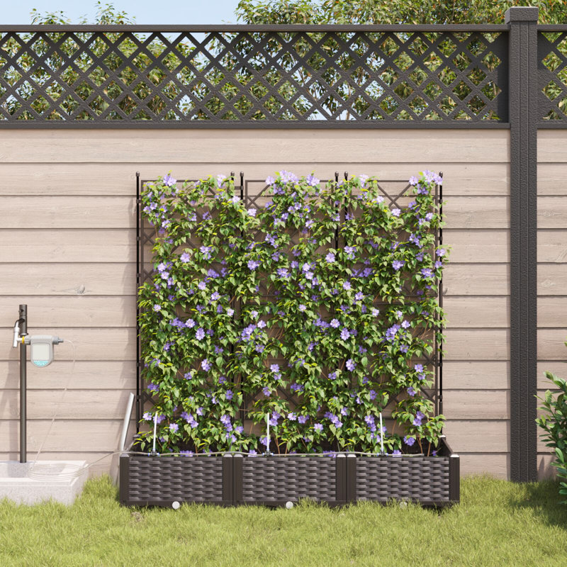 Garden Planter Plastic Resin Planters, Brown, 126cm H x120cm W x 40cm D