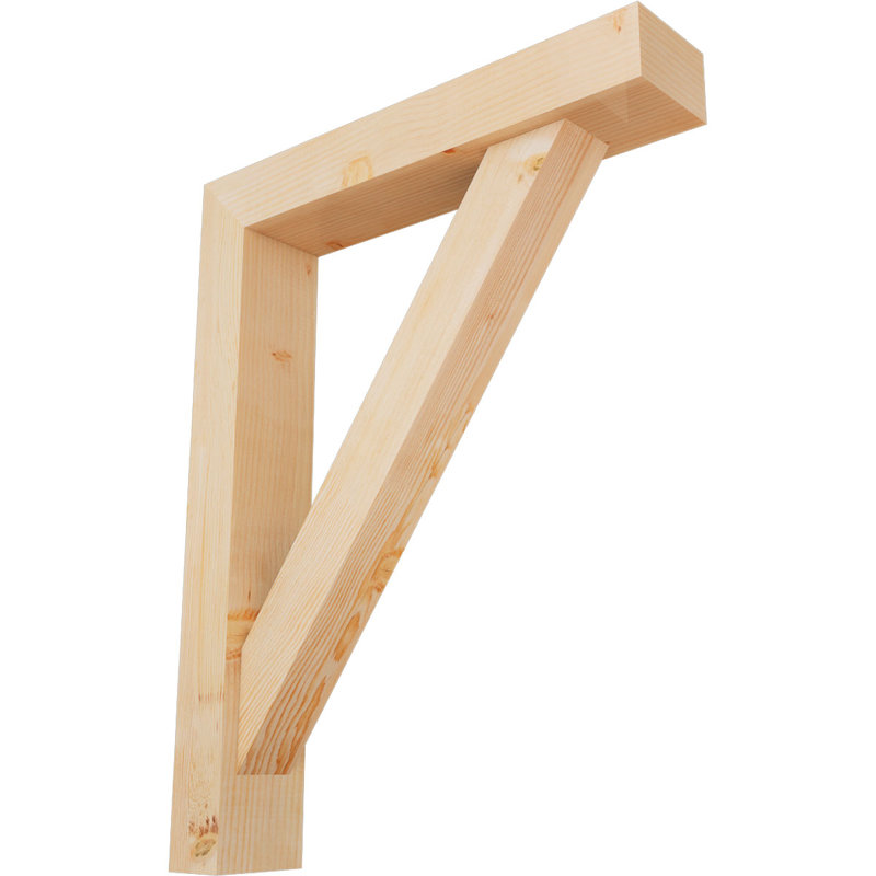 5 1/2"W x 28"D x 36"H Traditional Block Smooth Bracket w/ Offset Brace, Douglas Fir, 36 x 28, 5 1/2"W Douglas Fir (Smooth)