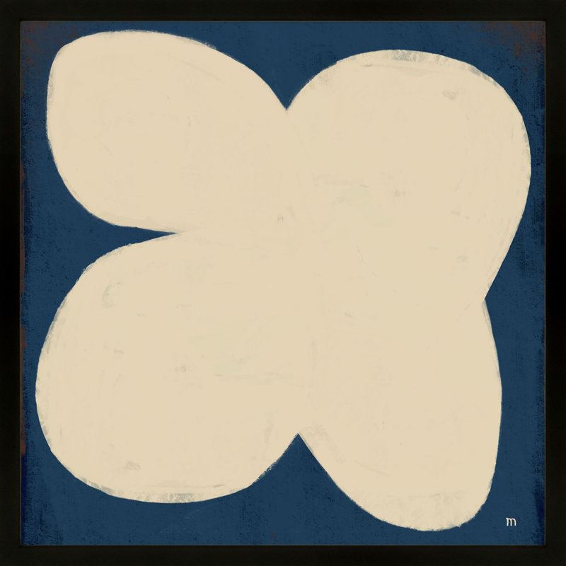 Flower On Blue Painting by StudioM, 44" H x 44" W x 1.25" D, Black