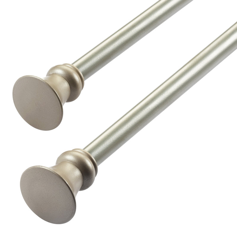 Ensemble de 2 tringle à rideaux simple pour fenêtre avec embouts égyptiens ronds et supports - 28 po à 48 po, diamètre 5/8 po, nickel