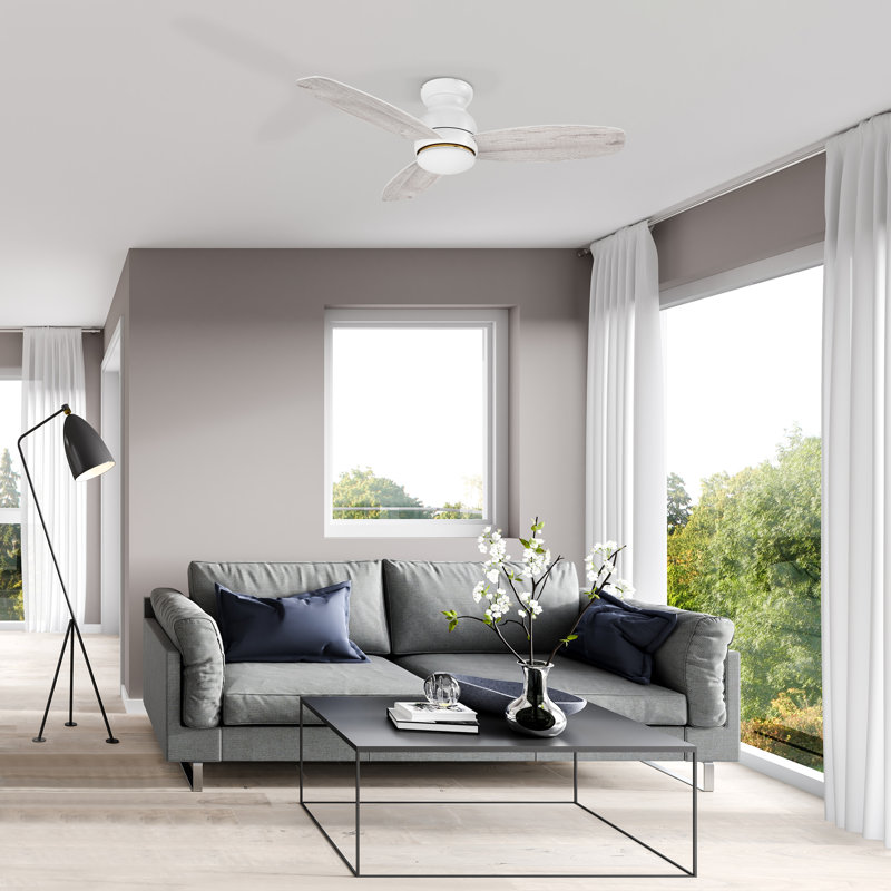  48" Ceiling Fan With Remote, Light Kit Included., White/Light Wood 