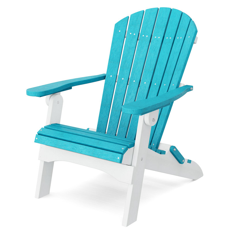 Heritage Folding Adirondack Chair, Aruba Blue/White