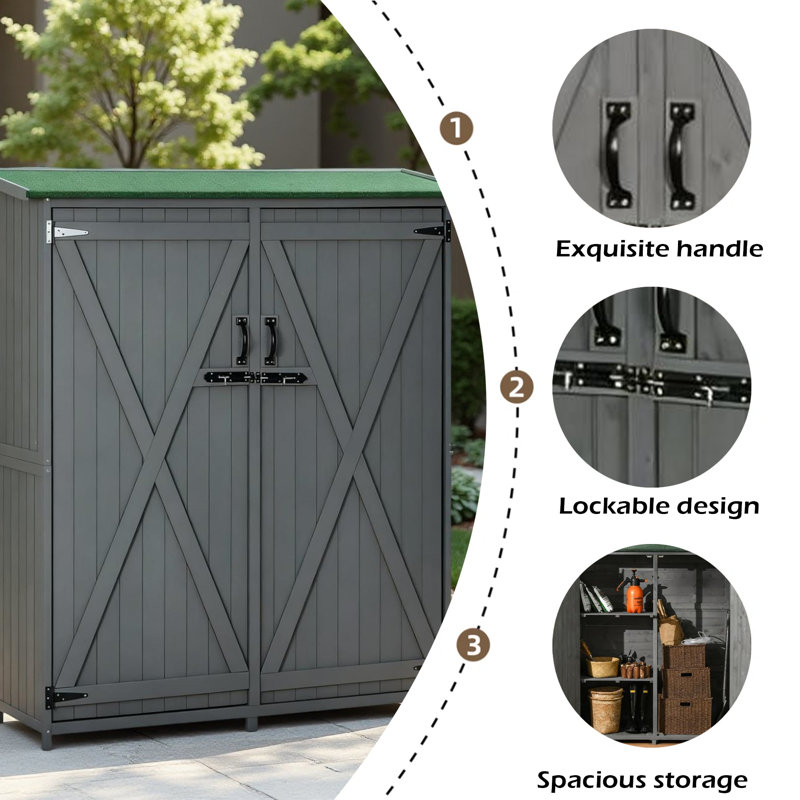 Rangement pour outils de jardin en bois avec abri imperméable
