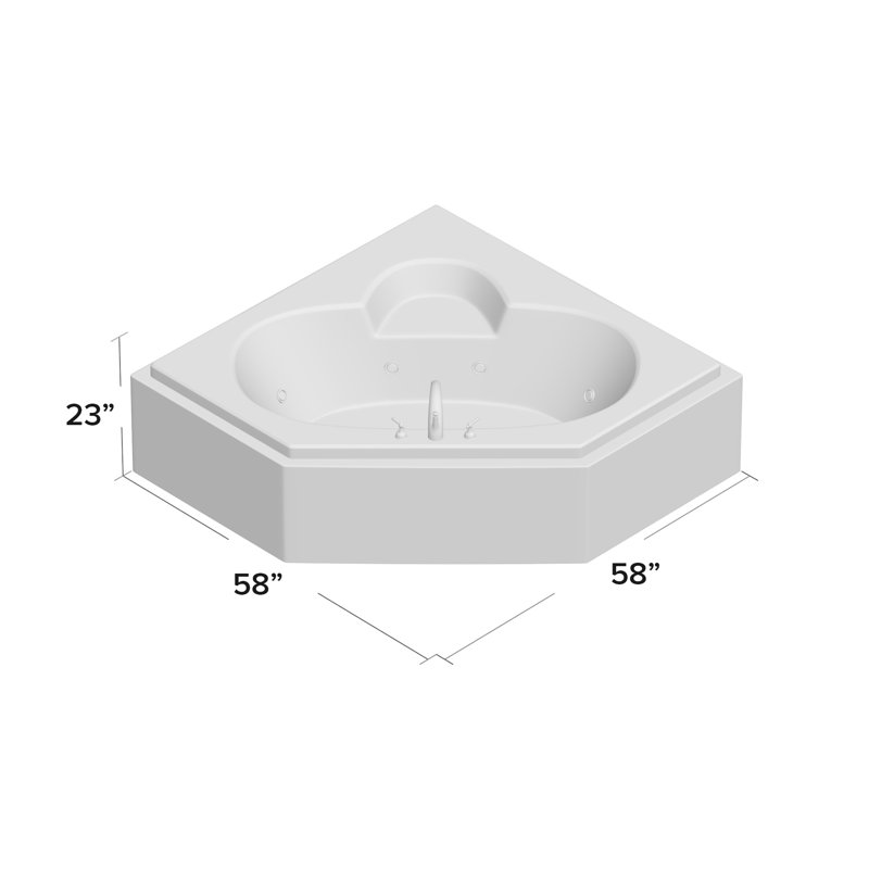 Curacao 58'' x 58'' Whirlpool Acrylic Bathtub