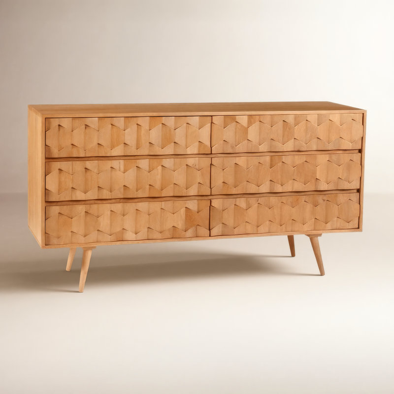 6 - Drawer Solid Wood Dresser, Brown