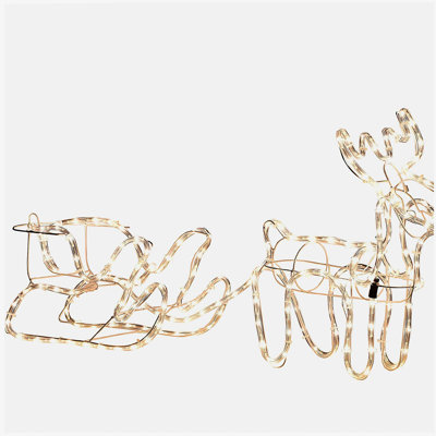 Outdoor Sun 35" LED Sled Reindeer Outdoor Christmas Standing Decor