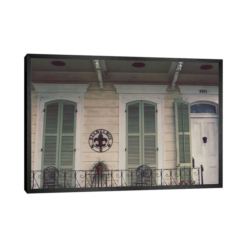 Bienvenue by Ann Hudec - Print on Canvas, 45.72cm H x 66.04cm W x 3.81cm D, Black Framed