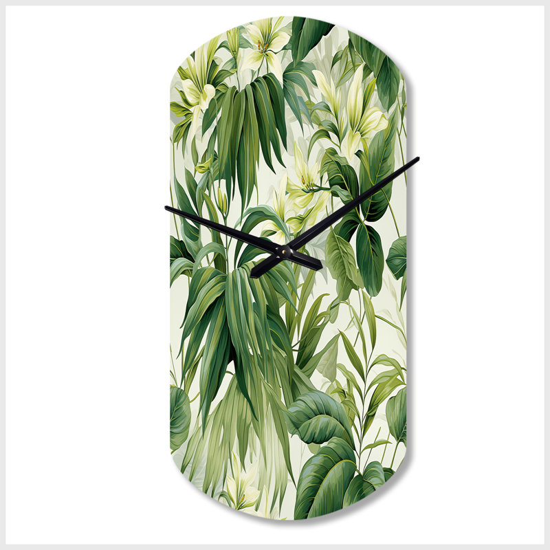 Vintage Jungle - horloge murale cylindrique Plants, Grand