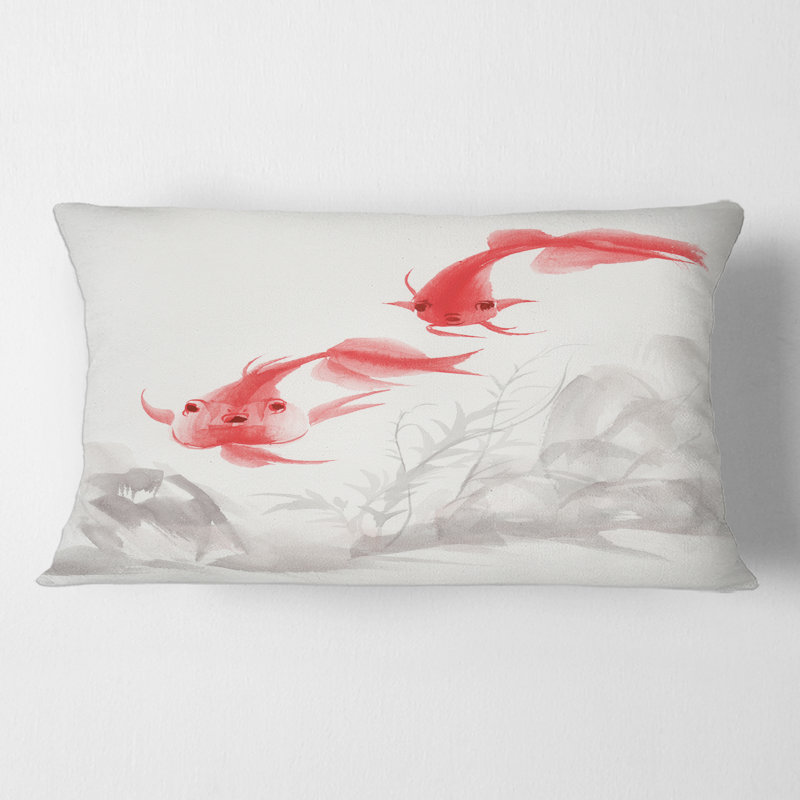 Poissons dorés rétro - coussin à imprimé nautique et côtier
