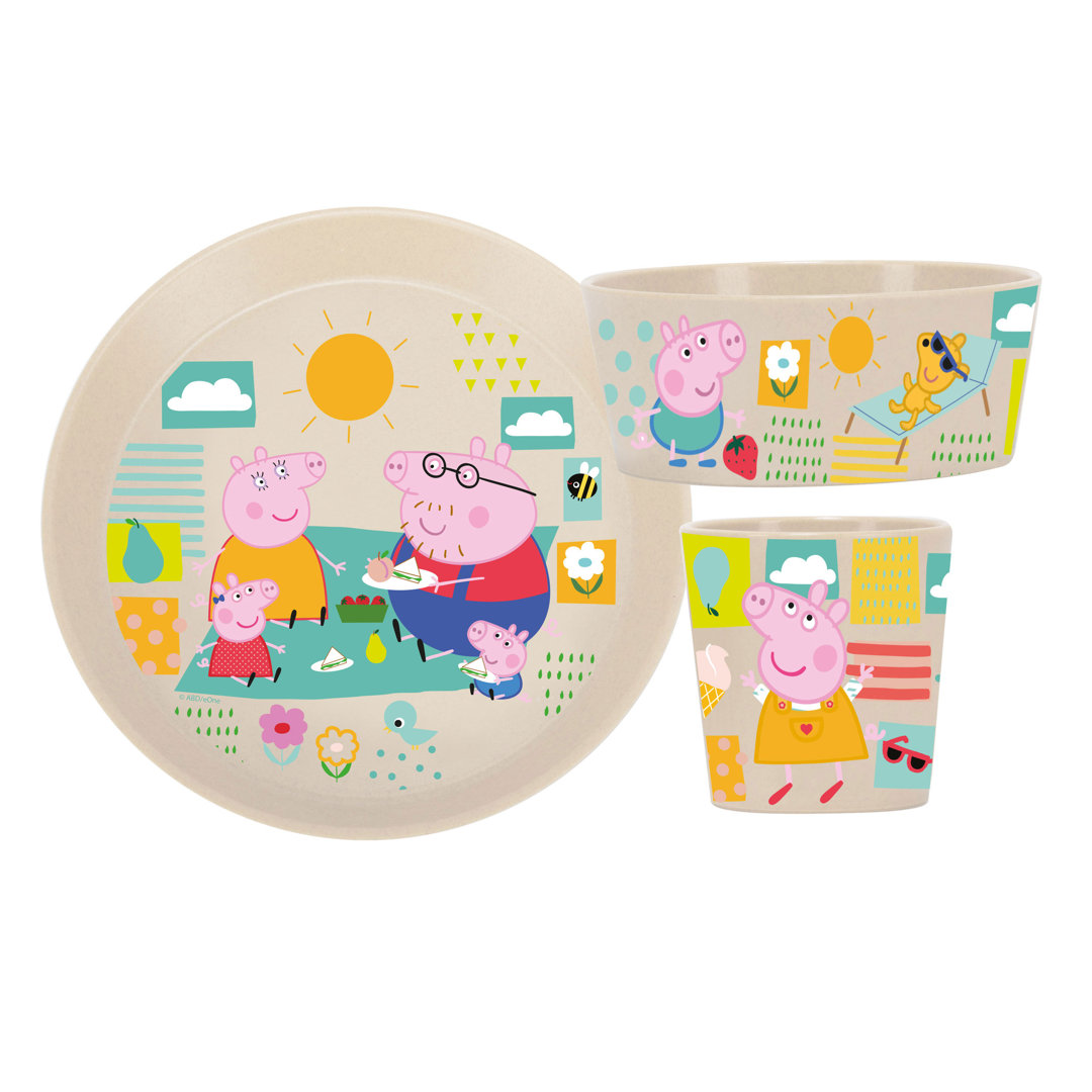 Koziol Kindergeschirrset Connect Peppa Pig 3-tlg., Teller, Becher, Schale, Kunststoff