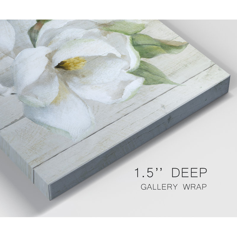 " Shiplap Magnolias " Painting Print, 32" H x 48" W x 1" D