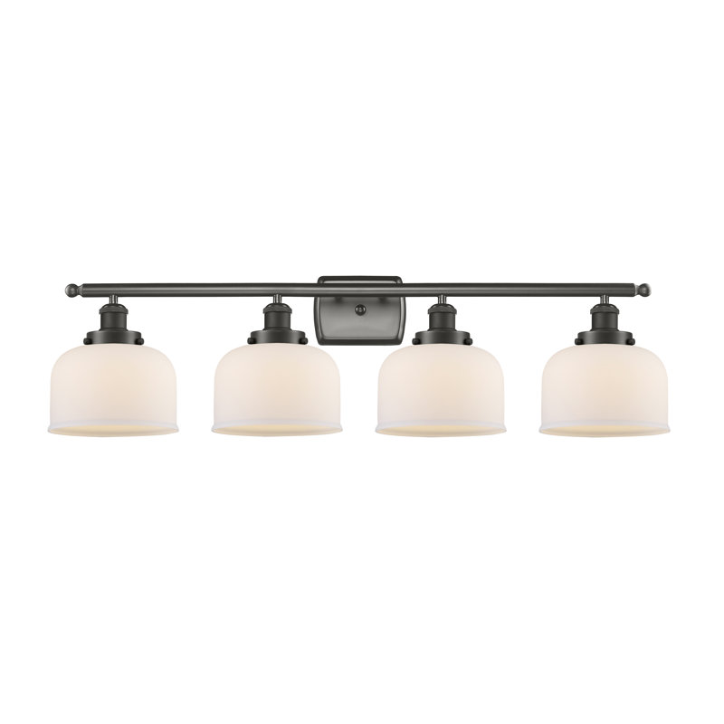 Éclairage pour salle de bain 4 lumières Alvisa, Blanc mat, DEL, Bronze huilé