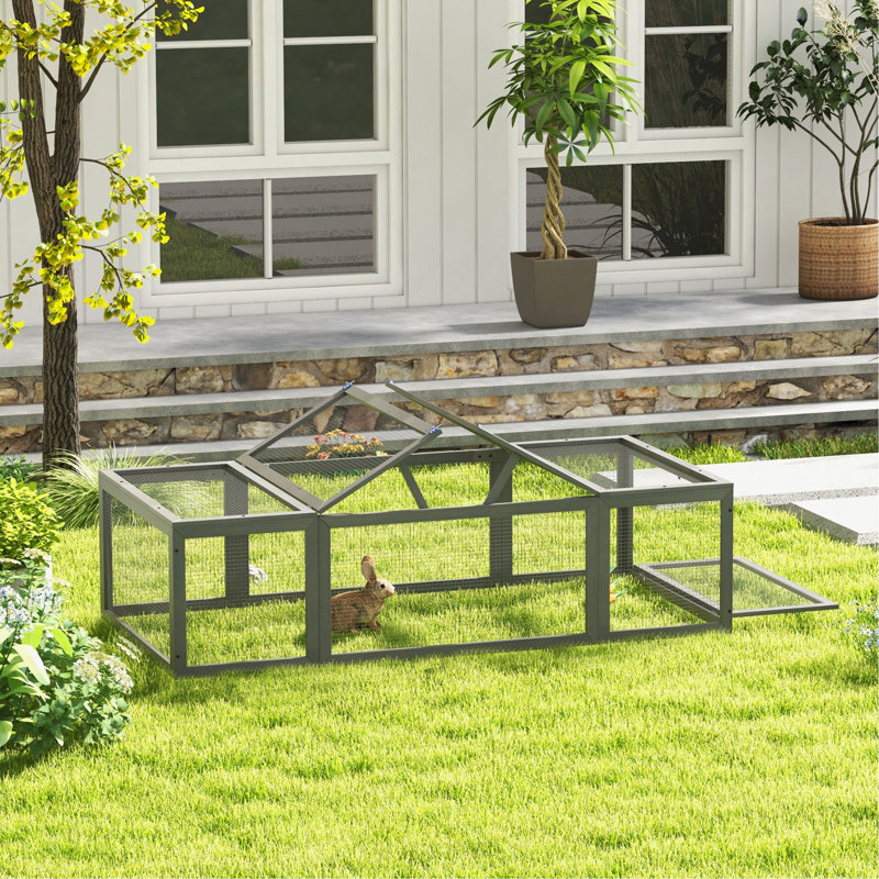 Cage à lapins en bois Pawhut, Gris