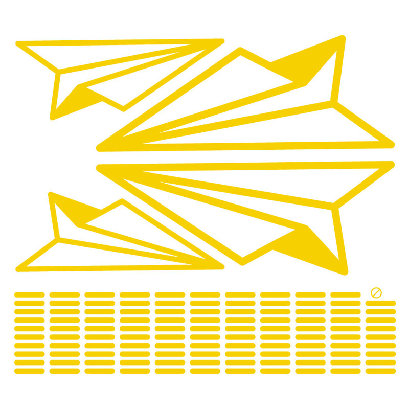 Adhésif décoratif papier avion, Jaune clair, H 30 po x l 33 po x P 0,01 po
