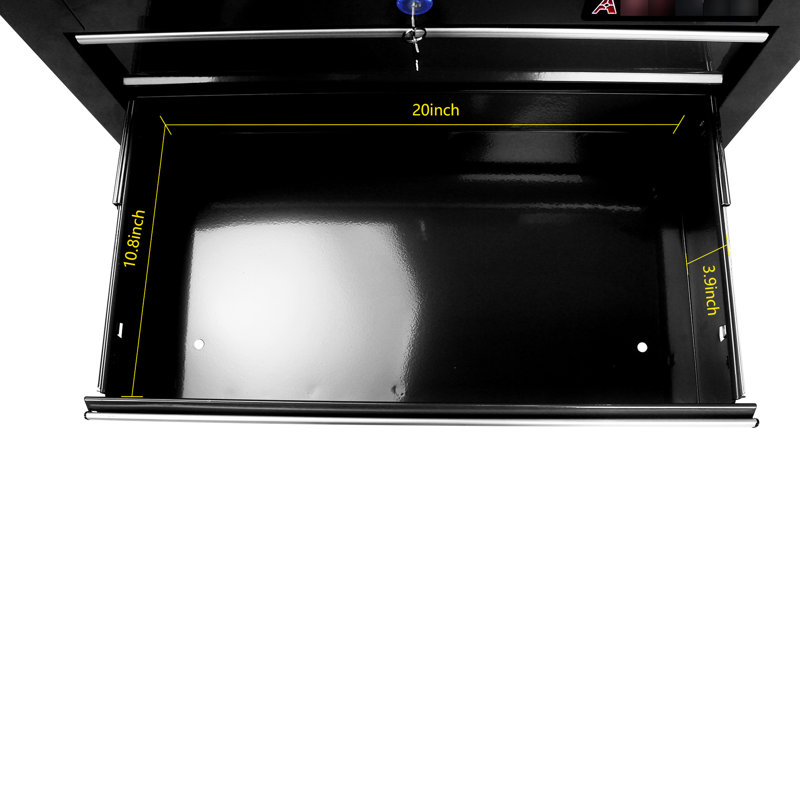 5 Drawer Tool Chest With Locking System & 4 Wheels For Garage Storage, Black Cabinet Lock Supplies, Black