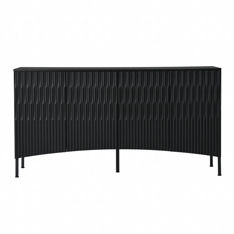 60" Modern 4-Door Sideboard With Adjustable Shelves, Black