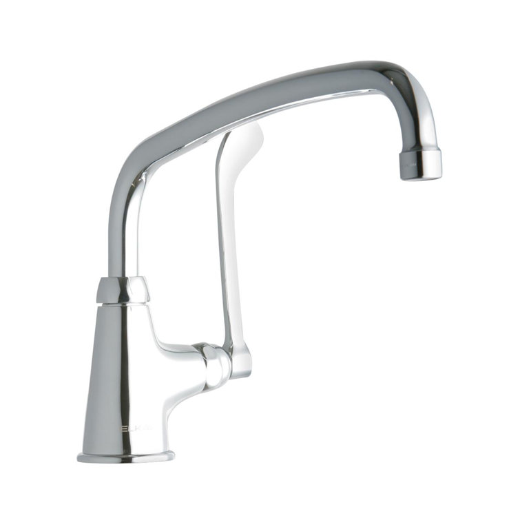 Single Hole with Single Control Faucet with 12" Arc Tube Spout 6" Wristblade Handle Chrome