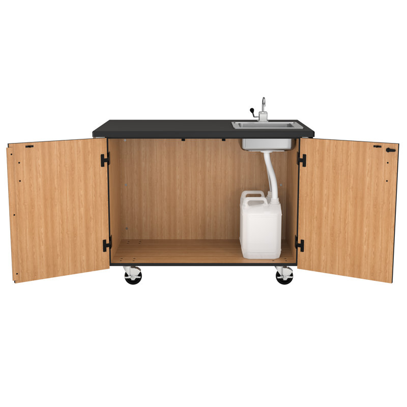 Chariot mobile avec tablettes et lavabo
