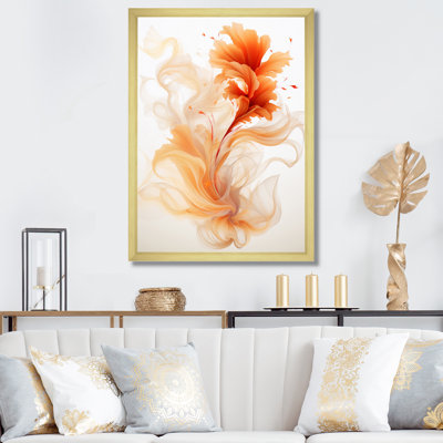 Watercolor Modern Floral In Orange - Abstract Encre liquide, impressions encadrées