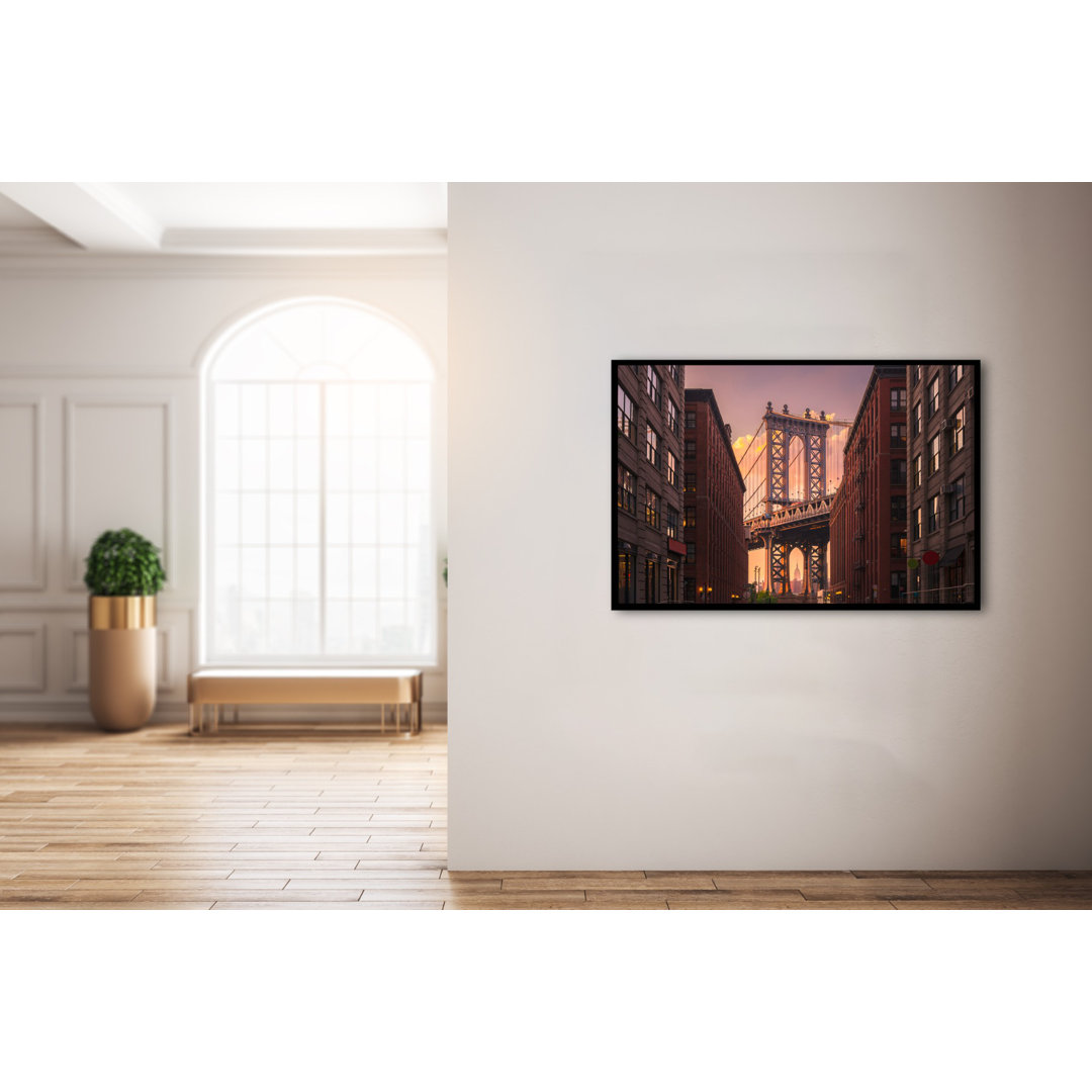 Gerahmtes Poster Manhattan Bridge von Brooklyn Street