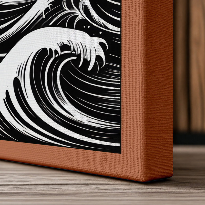 Wave Rising Minimalist - Wrapped Canvas, 30x20 - 76.2 x 50.8 cm, Terracotta Border