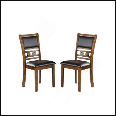 Ensemble de 2 chaises de salle à manger rembourrées au fini noyer avec revêtement en similicuir et design robuste
