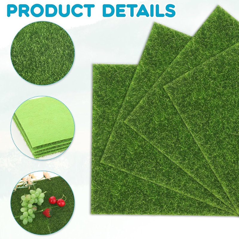 4 pièces Herbe de jardin artificielle, tuiles de gazon artificiel pour ...