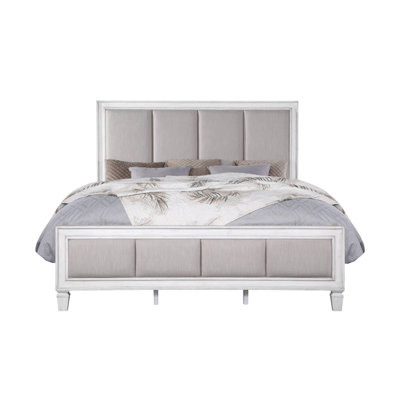 Katia Light Gray Linen, Rustic Gray & Weathered White Finish E. King Bed